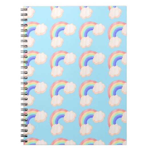 Kawaii Glossy Colorful Rainbows Blue Pattern Cute Notitieboek (Voorkant)