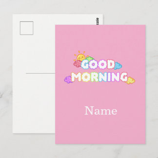 Kawaii Goedemorgen Zon & Regenboog Wolken Briefkaart