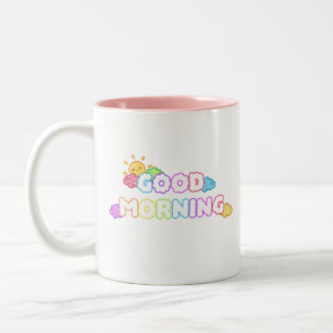 Kawaii Goedemorgen Zon & Regenboog Wolken Tweekleurige Koffiemok