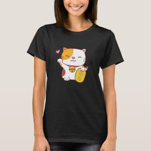 Kawaii Good Luck Cat Japans Maneki Neko Doodle T-shirt