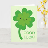 Kawaii Good Luck Vier Leaf Clover Kaart (Gele Bloem)