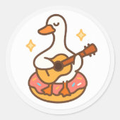 Kawaii Goose Playing Guitar Sticker (Voorkant)