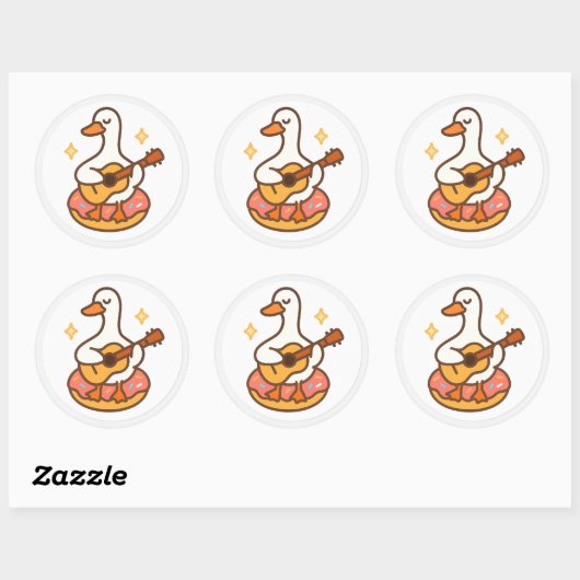 Kawaii Goose Playing Guitar Sticker (Vel)