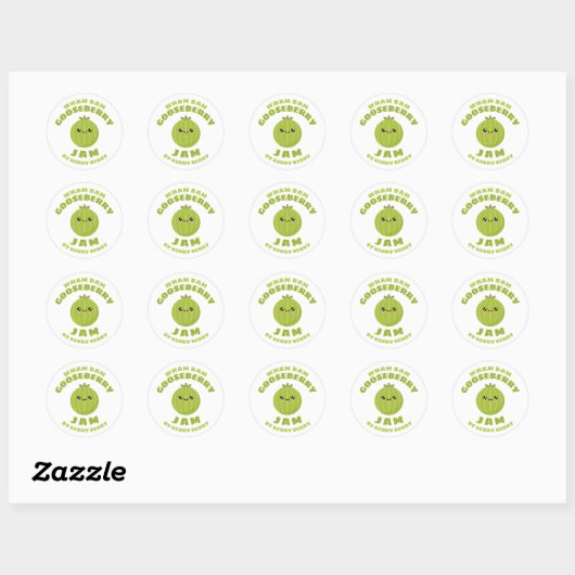 Kawaii Gooseberry Jam Ronde Sticker (Vel)