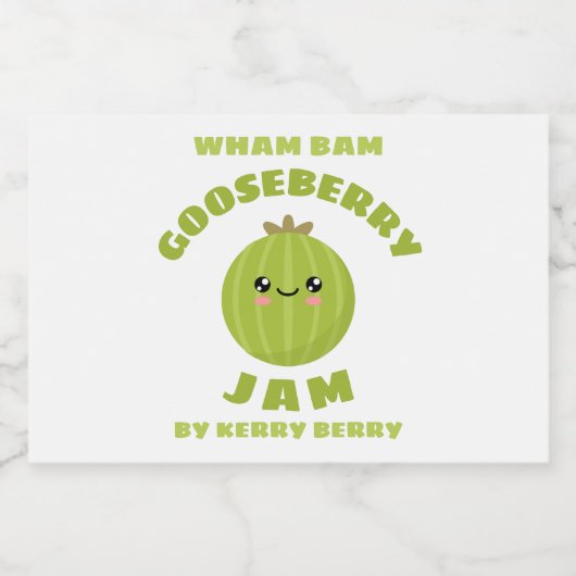 Kawaii Gooseberry Jam Voedselcontainer Etiket (Enkel label)