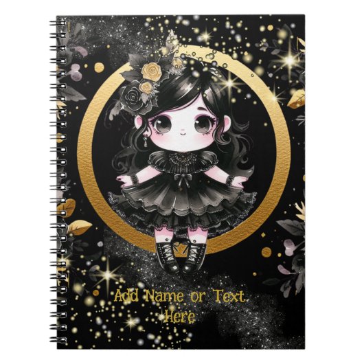 Kawaii Goth-meisjes Schattige Gepersonaliseerde Go Notitieboek (Voorkant)
