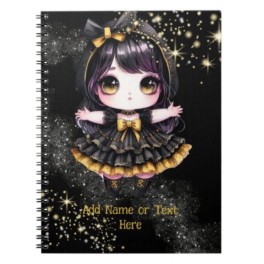 Kawaii Goth-meisjes Schattige Gepersonaliseerde Go Notitieboek (Voorkant)