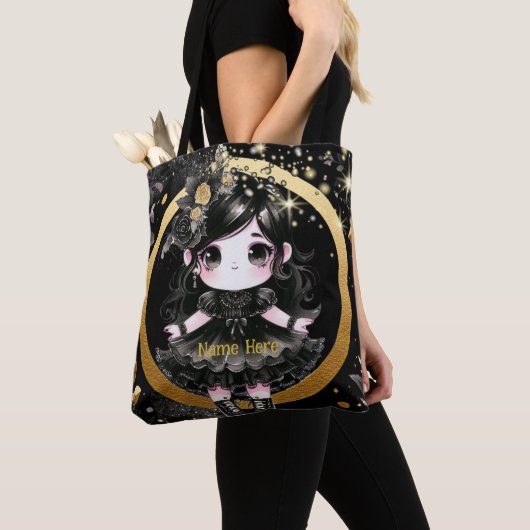 Kawaii Goth-meisjes Schattige Gepersonaliseerde Go Tote Bag (Dichtbij)