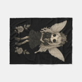 Kawaii Goth Skelet Fee Met Zwarte Kat Fleece Deken (Voorkant (Horizontaal))