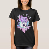 Kawaii Gothic Cat Crystal Skull Art T-shirt (Voorkant)
