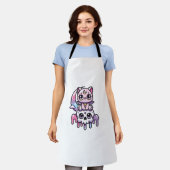 Kawaii Gothic Cat Pastel Gothic Gothic Cat Schort (Gedragen)
