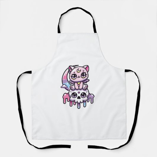 Kawaii Gothic Cat Pastel Gothic Gothic Cat Schort (Voorkant)