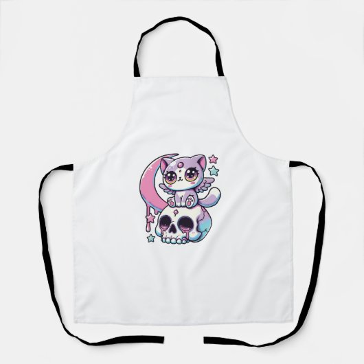 Kawaii Gothic Cat Pastel Gothic Gothic Cat Schort (Voorkant)