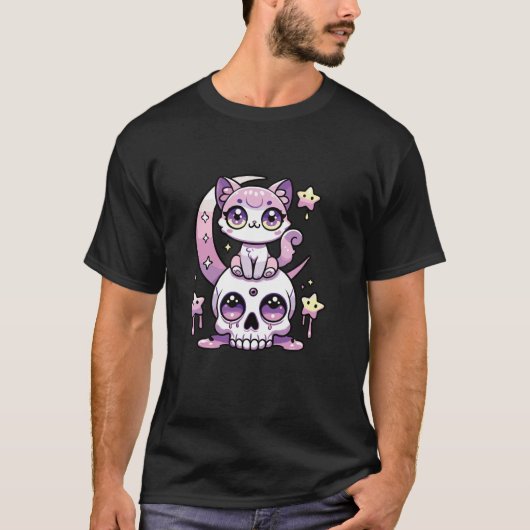 Kawaii Gothic Cat Pastel Gothic Gothic Cat T Shirt (Voorkant)