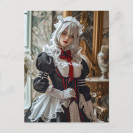 Kawaii Gothic Cosplay Maid Portret Briefkaart