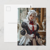 Kawaii Gothic Cosplay Maid Portret Briefkaart (Voorkant / Achterkant)
