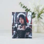 Kawaii Gothic Cosplay Maid Portret Briefkaart (Staand voorkant)