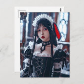 Kawaii Gothic Cosplay Maid Portret Briefkaart (Voorkant / Achterkant)