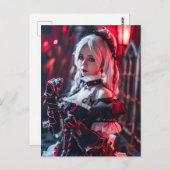Kawaii Gothic Cosplay Maid Portret Briefkaart (Voorkant / Achterkant)