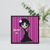Kawaii Gothic Lolita ArtDeco girl Kaart (Staand voorkant)