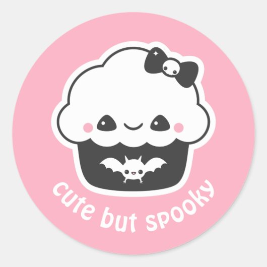 Kawaii Gothic Spooky Schattige Cupcake Ronde Sticker (Voorkant)