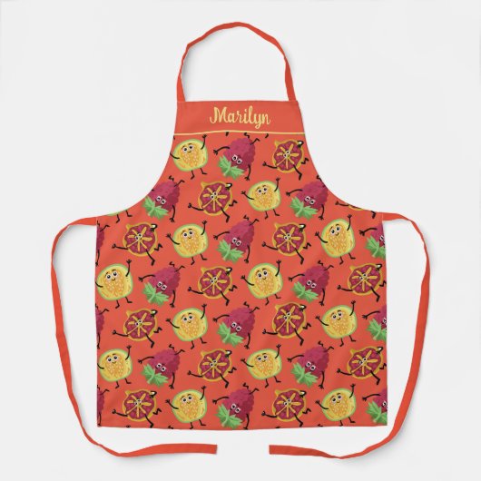 Kawaii Grapefruit Grapefruit Dragon Fruit Sinaasap Schort (Voorkant)