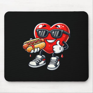 Kawaii Grappige Hart Eet Hot Dog Valentijn Februar Muismat