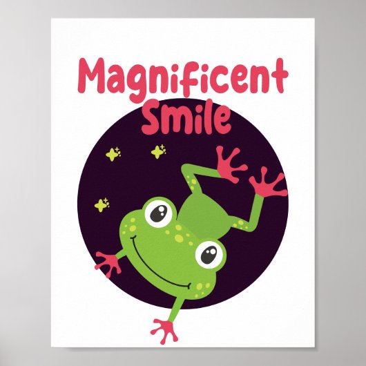 Kawaii grappige kikker glimlachend poster (Voorkant)
