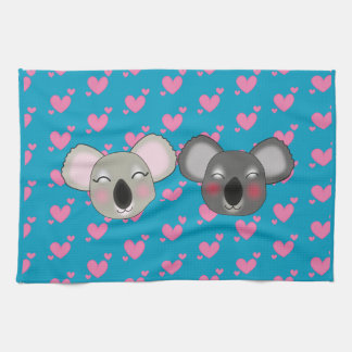 Kawaii grappige koalas uit liefde keukenhanddoek