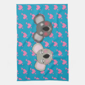 Kawaii grappige koalas uit liefde keukenhanddoek (Verticaal)