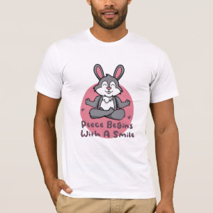 Kawaii grappige konijnenoefening yoga maakt roze t-shirt