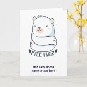 Kawaii GRATIS HUGS Polar Beer Wit Leuke Liefde Kaart (Gele Bloem)