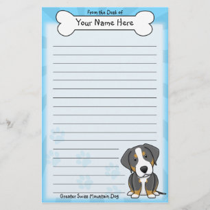 Kawaii Greater Swiss Mountain Dog Stationery Briefpapier