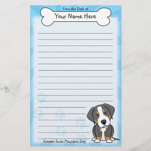 Kawaii Greater Swiss Mountain Dog Stationery Briefpapier (Voorkant)