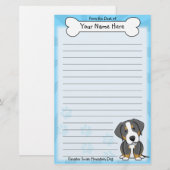 Kawaii Greater Swiss Mountain Dog Stationery Briefpapier (Voorkant / Achterkant)