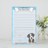 Kawaii Greater Swiss Mountain Dog Stationery Briefpapier (Staand voorkant)