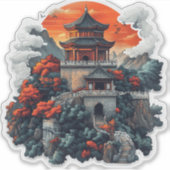 Kawaii GreatWall Dragon Tower-Sticker Sticker (Voorkant)
