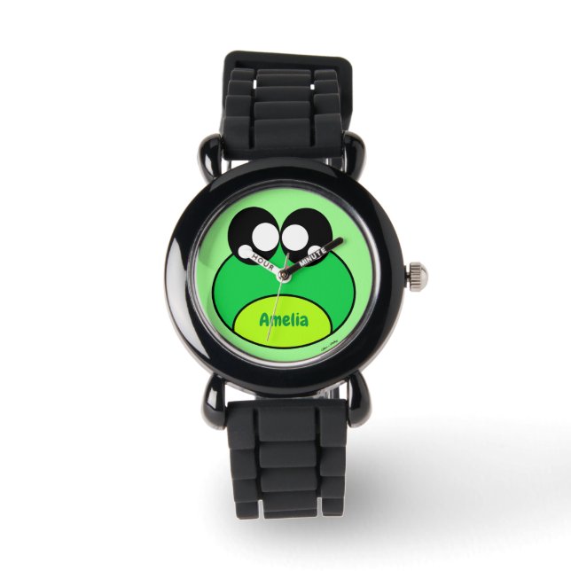 Kawaii Green Frog Cute Horloge (Voorkant)