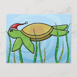 Kawaii Green Zee Turtle Christmas Feestdagenkaart