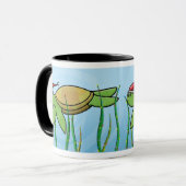 Kawaii Green Zee Turtle kerst Mok (Voorkant links)