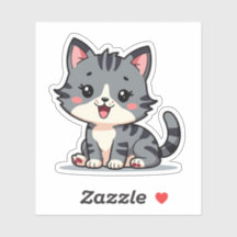 Kawaii Grey Tabby Kitten - Sleepy Pose