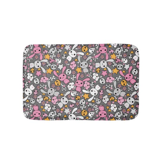 kawaii grijs patroon badmat (Voorkant)
