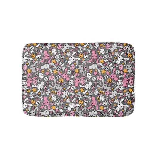 kawaii grijs patroon badmat (Voorkant)