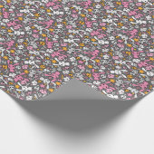 kawaii grijs patroon cadeaupapier (Hoek)