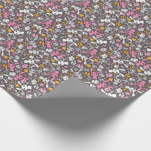 kawaii grijs patroon cadeaupapier (Hoek)