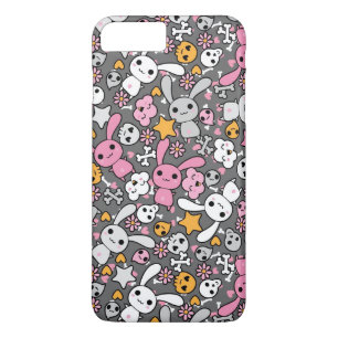 kawaii grijs patroon 	iPhone 8/7 plus hoesje