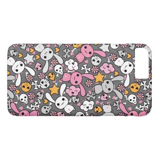 kawaii grijs patroon Case-Mate iPhone case (Achterkant (Horizontaal))
