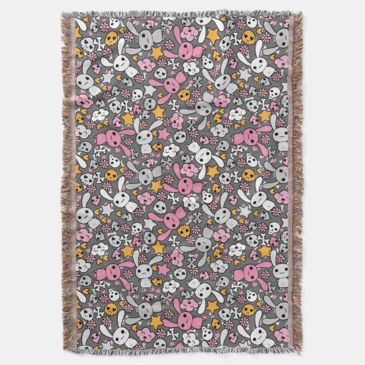 kawaii grijs patroon deken (Voorkant Verticaal)