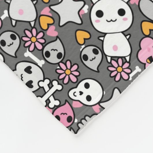 kawaii grijs patroon fleece deken (Hoek)