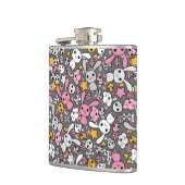 kawaii grijs patroon heupfles (Links)